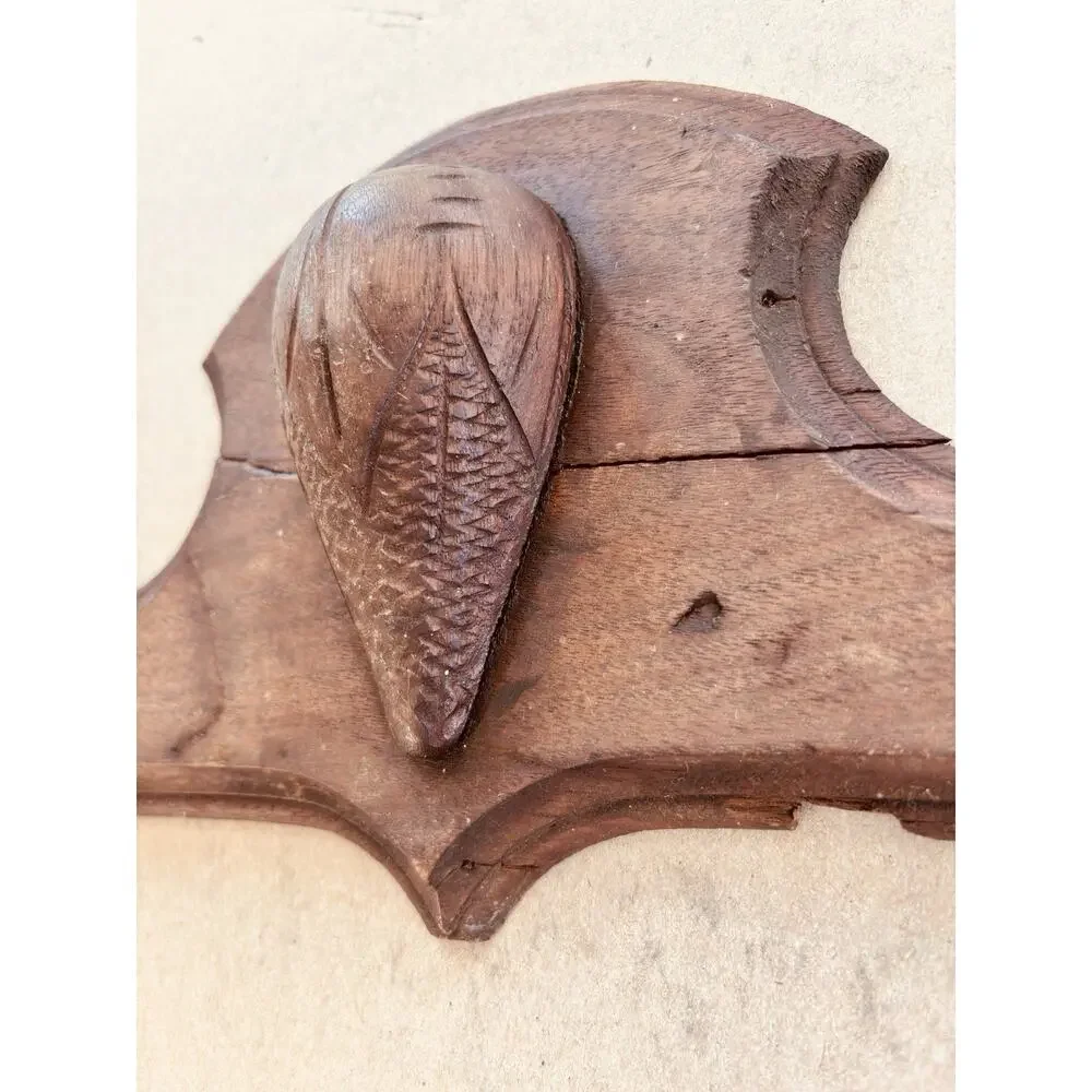 Antique Victorian Carved Furniture Crest Pediment Pine Cone 16-1/4